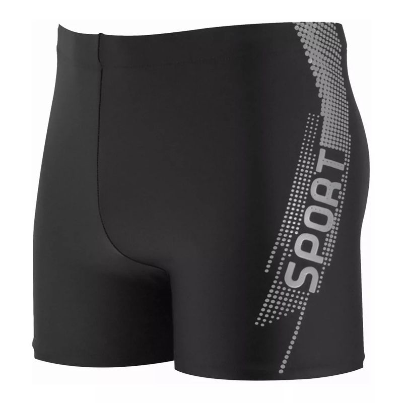 EDWINAYY - Traje Ba?o Boxer Hombre Ba?ador Negro Semi Brillo Plata