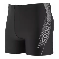 EDWINAYY - Traje Ba?o Boxer Hombre Ba?ador Negro Semi Brillo Plata
