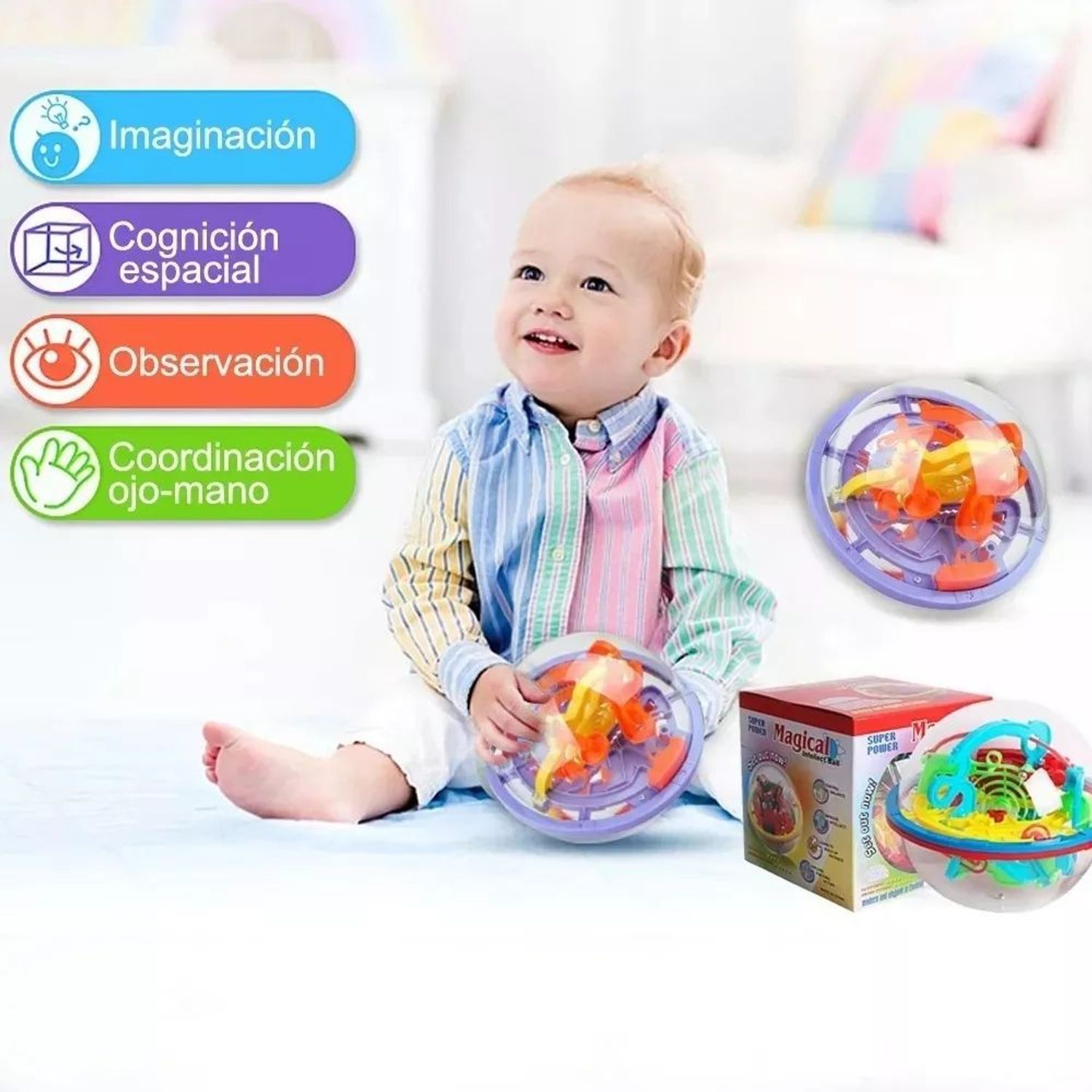 Cubo Laberinto 3D De Bolas – Rompecabezas 2 En 1 Con Laberinto De 6 Niveles Y Giro – Juguete De Plástico ABS Para Entrenar Lógica Y Concentración – Naranja – Ideal Para Viajes