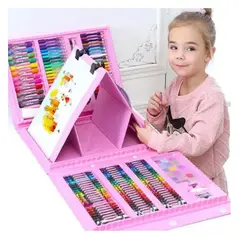 GENERICO - Set Arte 208 Piezas Kit De Dibujo infantil Portátil Rosado