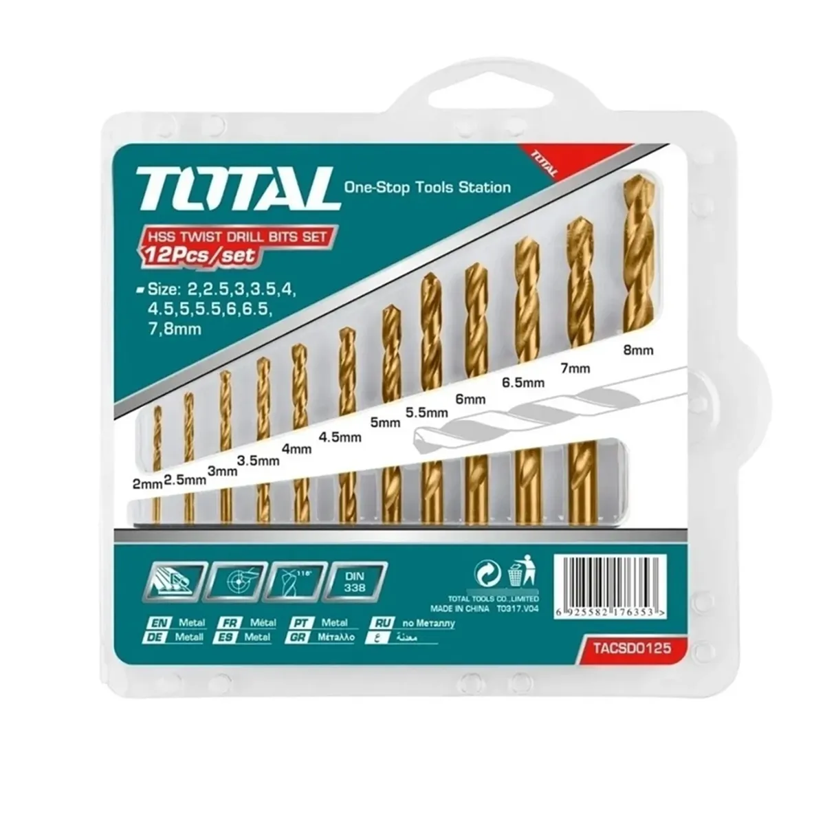 TOTAL TOOLS - Set De Broca Para Metal 12 Piezas Total Tacsd0125
