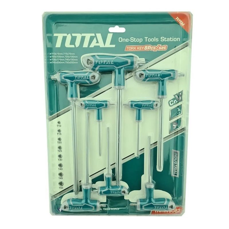 TOTAL TOOLS - Juego Llaves Torx Estrella C/mango T 8 Piezas Total Thhw8083