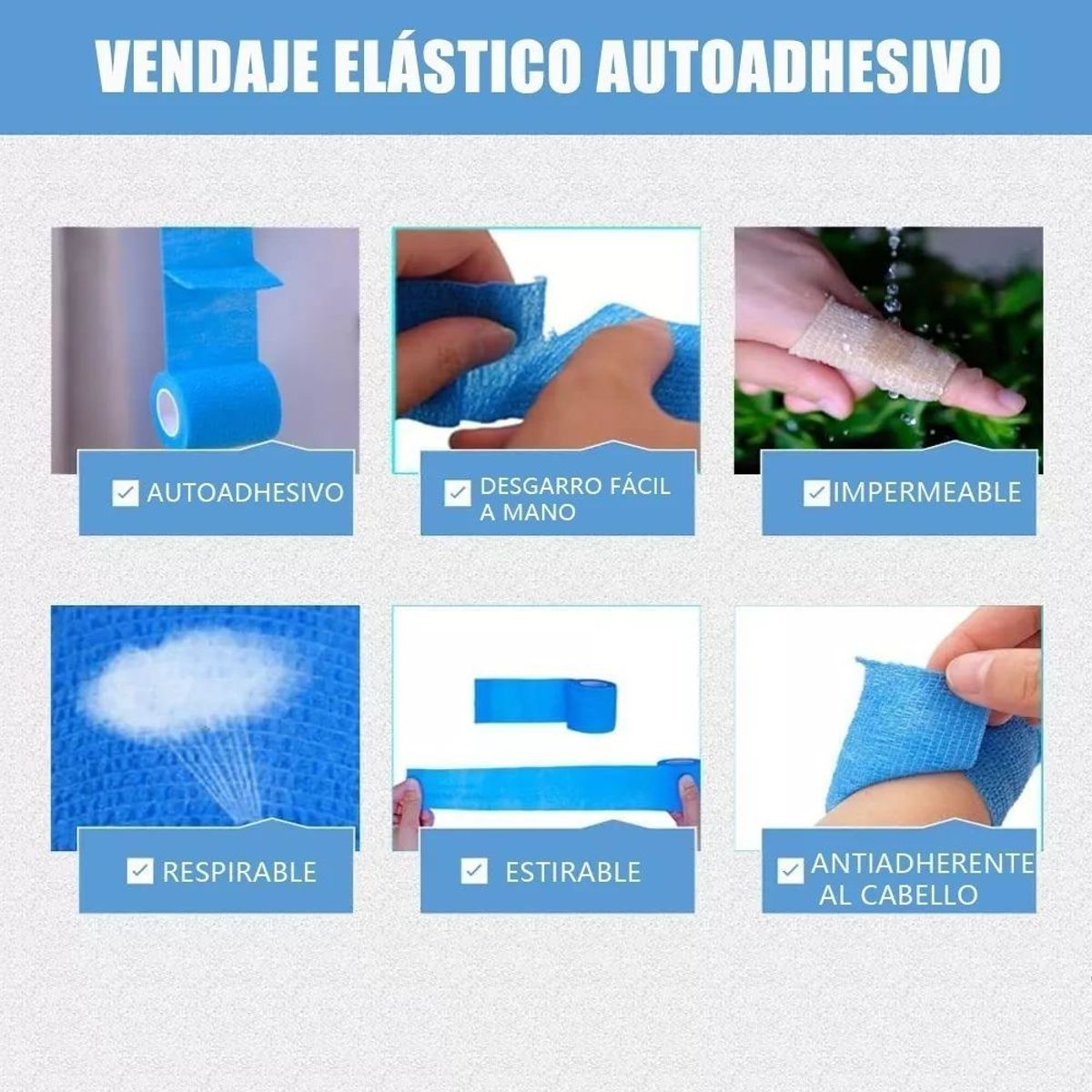 KUANGYE - Kit De 12 Cinta De Vendaje Elástica Autoadhesiva 7,5cmx4,5m