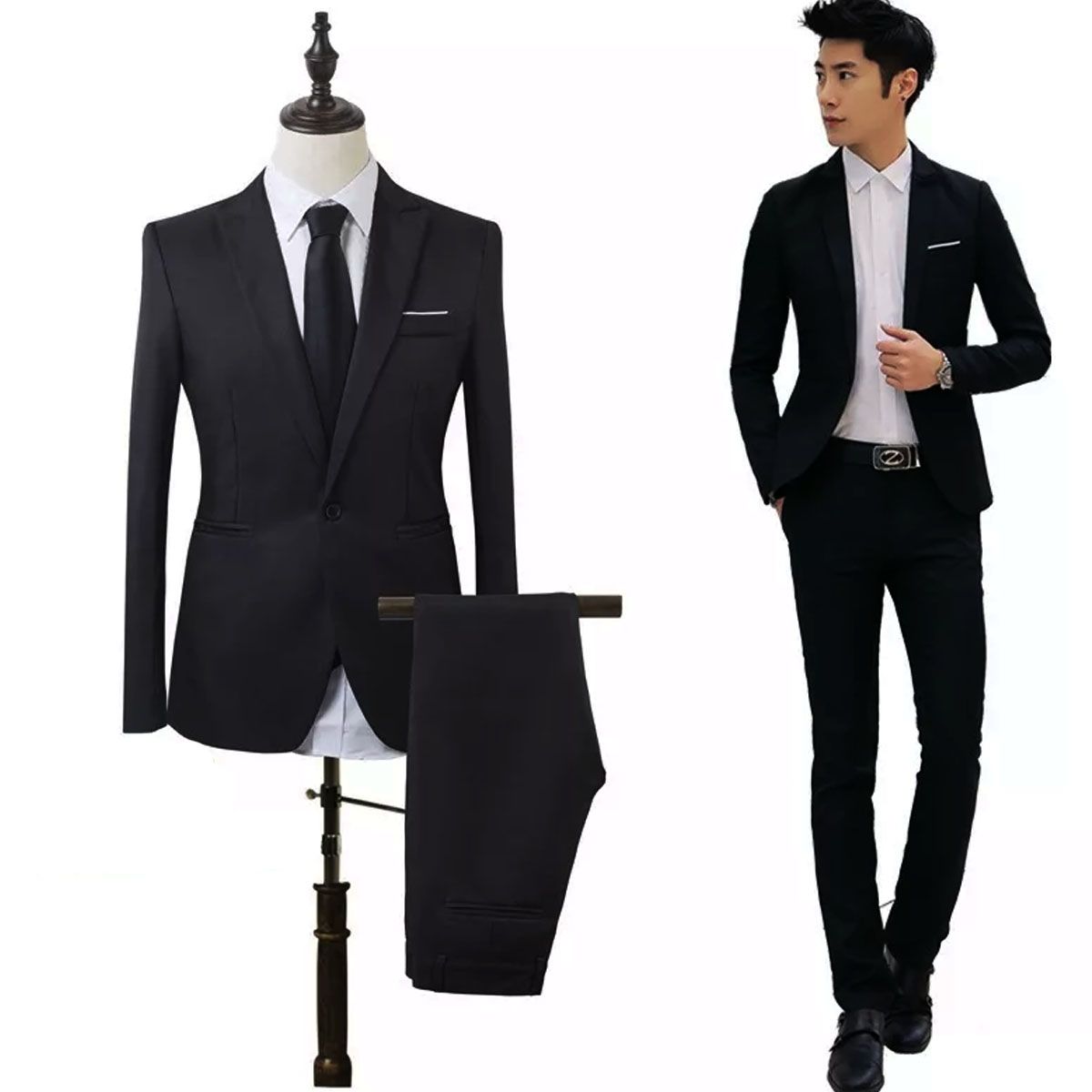EDWINAYY - Traje entallado informal formal de dos piezas para hombre