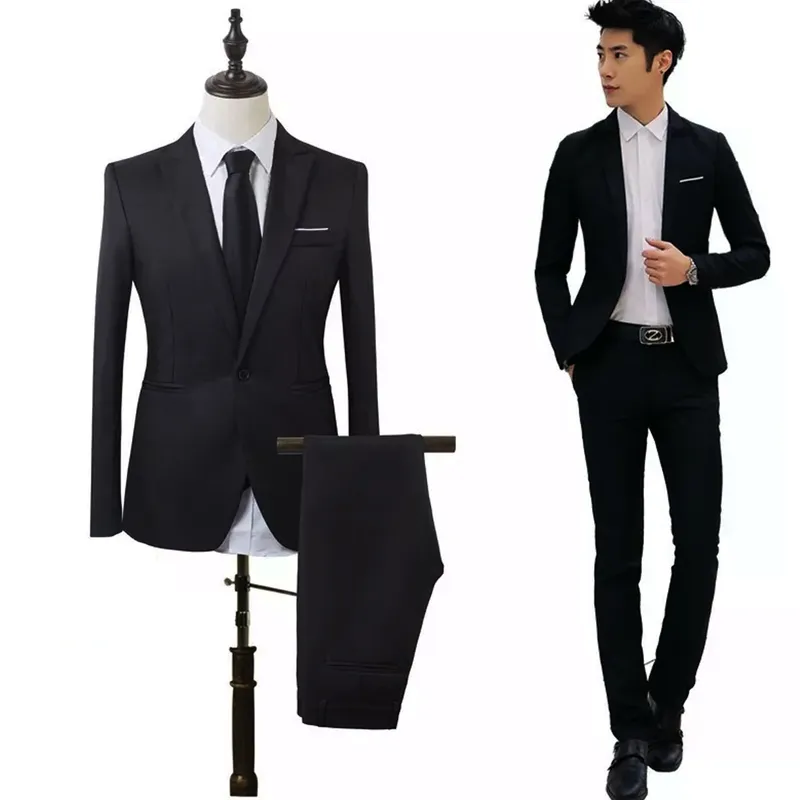 EDWINAYY - Traje entallado informal formal de dos piezas para hombre