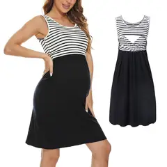 EDWINAYY - Vestido Maternal Y Lactancia Camisola A Rayas