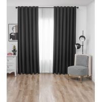 Cortina negra 100% black out ENGOMADA con argolla 2 paños 140X220 CM