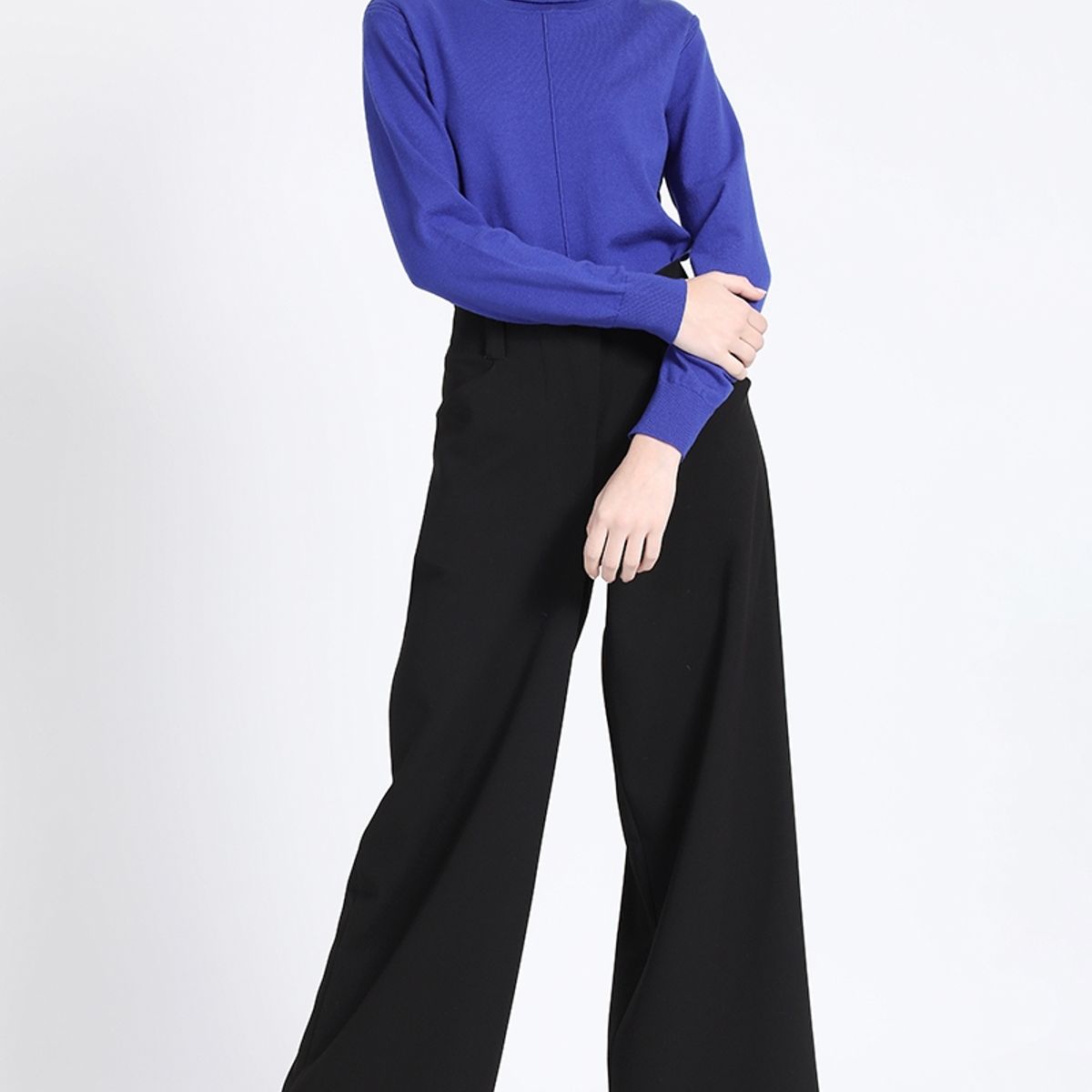 LIOLA - Pantalon Ancho, Tiro Alto, Negro Liola