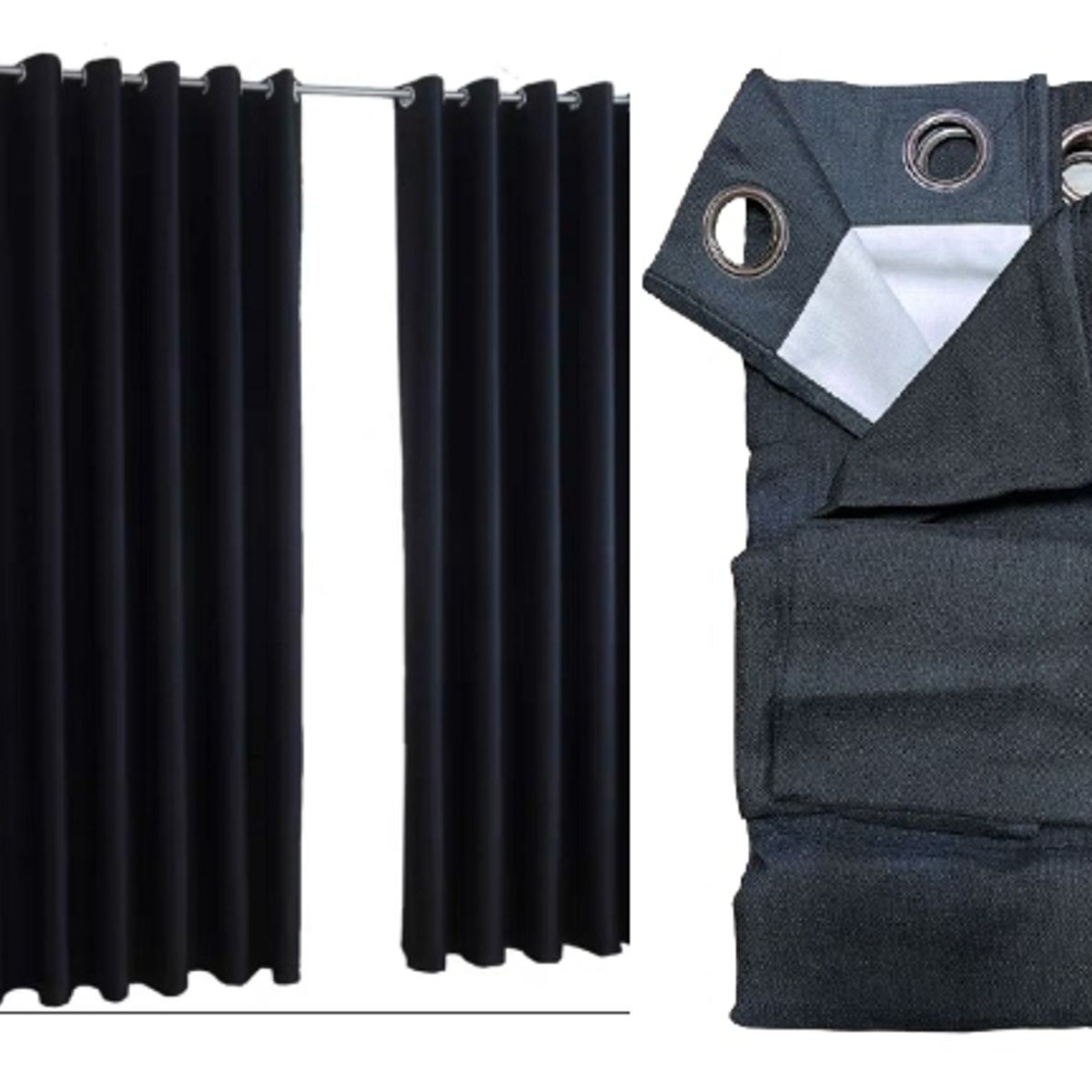 DIANA - CORTINA  Blackout negra  GOMA BLANCA 2 PAÑOS 140X215 CADA PAÑO