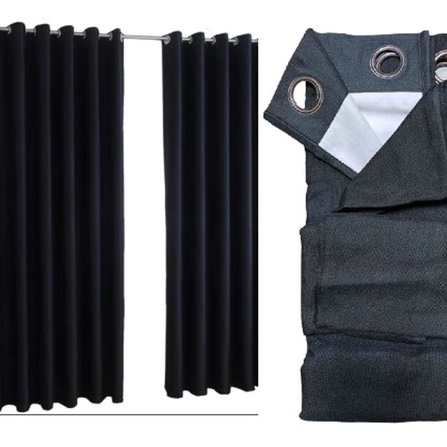 DIANA - CORTINA  Blackout negra  GOMA BLANCA 2 PAÑOS 140X215 CADA PAÑO