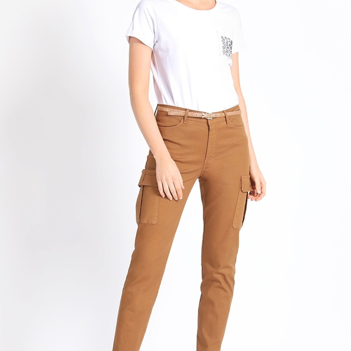 LIOLA - Pantalon Cargo Camel Liola