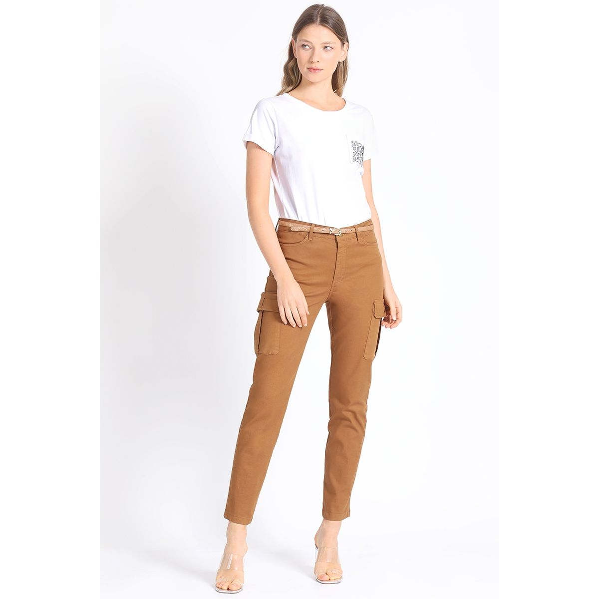 LIOLA - Pantalon Cargo Camel Liola