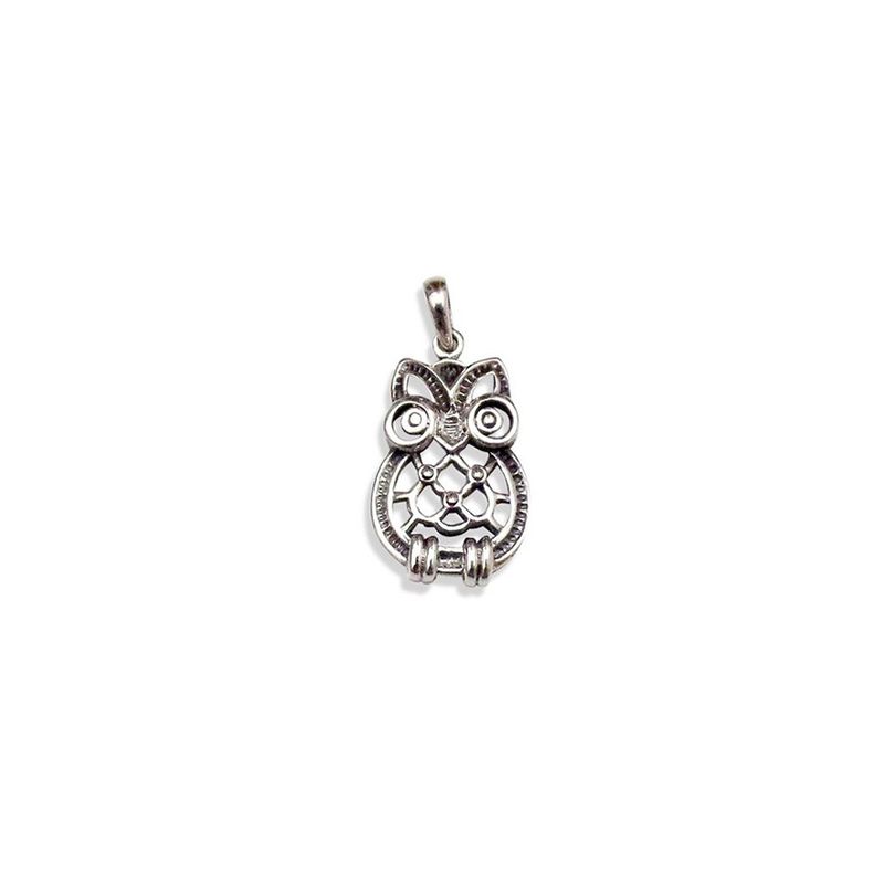 ANDREA COGGIOLA JOYAS - Colgante Lechuza Calada Plata Fina 925 Envejecida