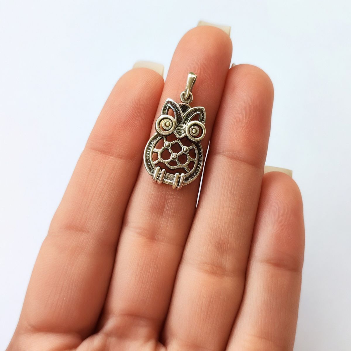 COGGIOLA - Colgante Lechuza Calada Plata Fina 925 Envejecida