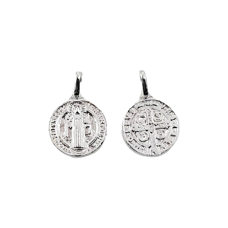 ANDREA COGGIOLA JOYAS - Colgante Medalla San Benito 12mm Plata Fina 925