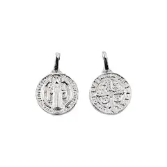 ANDREA COGGIOLA JOYAS - Colgante Medalla San Benito 12mm Plata Fina 925