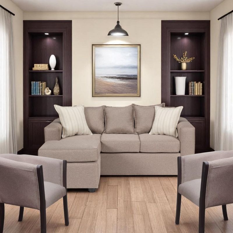 SITIAL HOME - Living 311, Boheme Beige, seccional mas 2 sitiales de madera