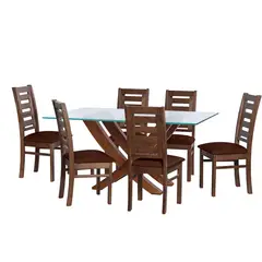 LATAM HOME - JUEGO DE COMEDOR ALICANTE 6 SILLAS MURCIA PU CHOCOLATE
