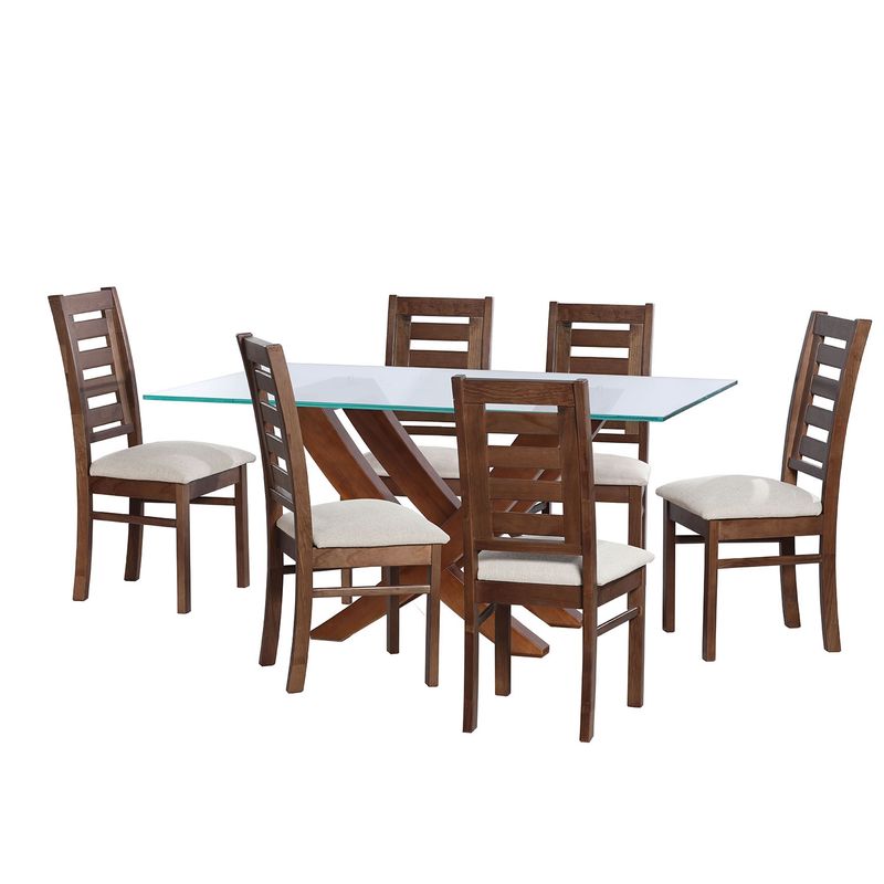 LATAM HOME - JUEGO DE COMEDOR ALICANTE 6 SILLAS MURCIA LINO BLANCO
