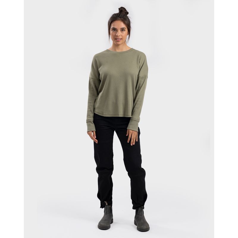 GNOMO - Polera Lodlam Waffle Manga Larga Mujer Light Green Gnomo