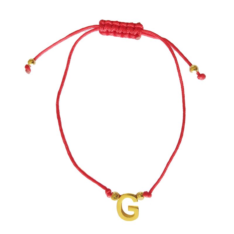 ANDREA COGGIOLA JOYAS - Pulsera Letras G Cordón Rojo Enchapado Oro 18K