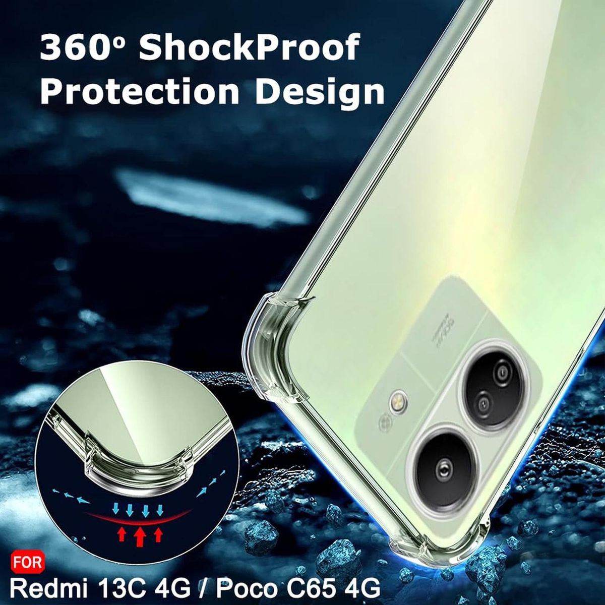 GENERICO - Carcasa Poco C65 4g Antishock Compatible + Lamina Completa - Agua