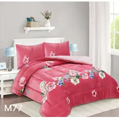 GENERICO - Cobertor De Flores Con Chiporro y Plush 1,5 plaza Con Diseño FY