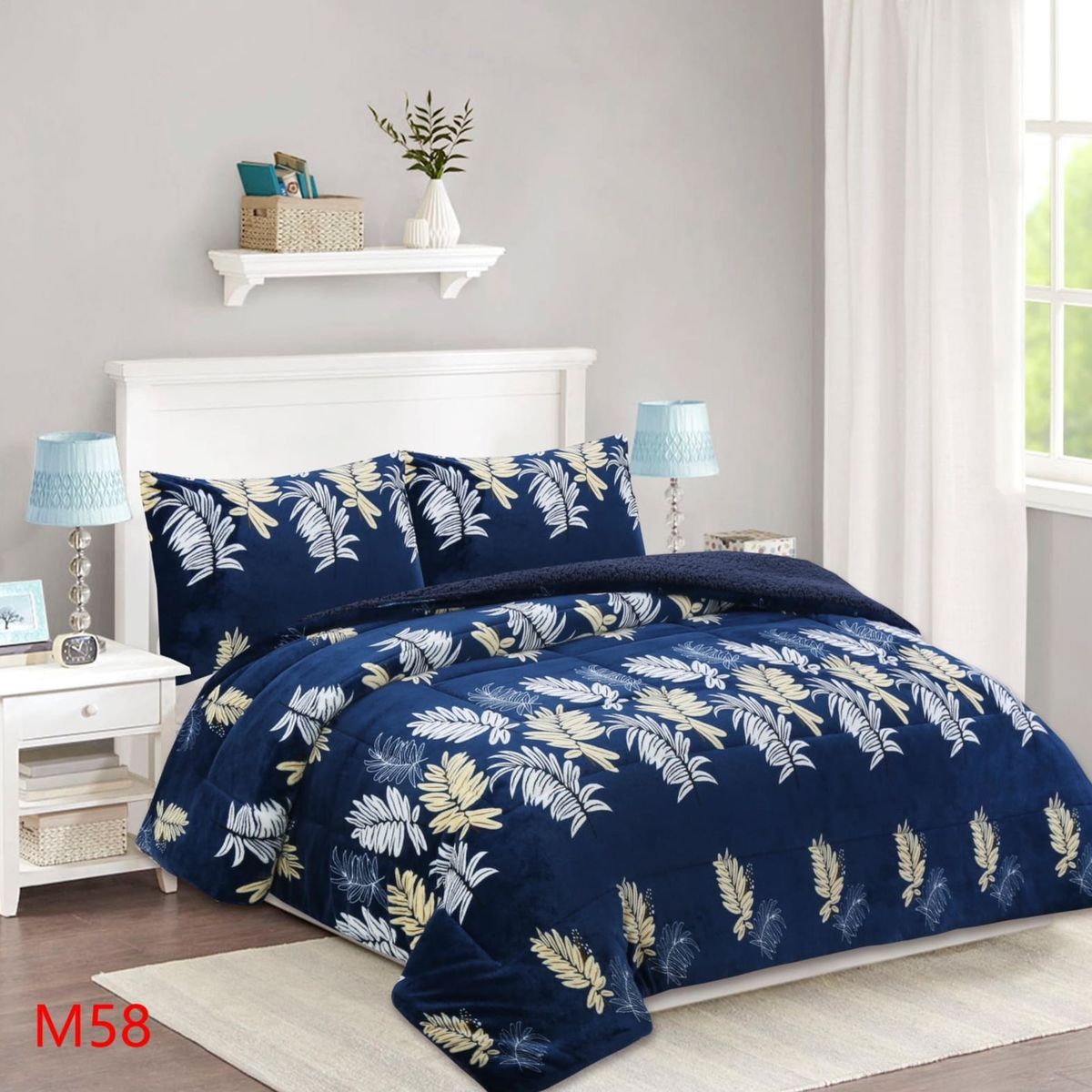 GENERICO - Cobertor Con Chiporro Invierno Diseño De Hojas Quita Frio 2 Plaza