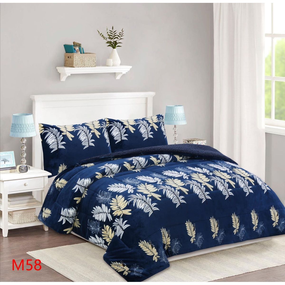 GENERICO - Cobertor Con Chiporro Invierno Diseño De Hojas Quita Frio 2 Plaza