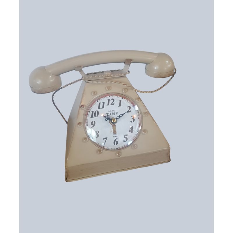 GENERICO - RELOJ TELEFONO RETRO VINTAGE METAL COLOR BEIGE