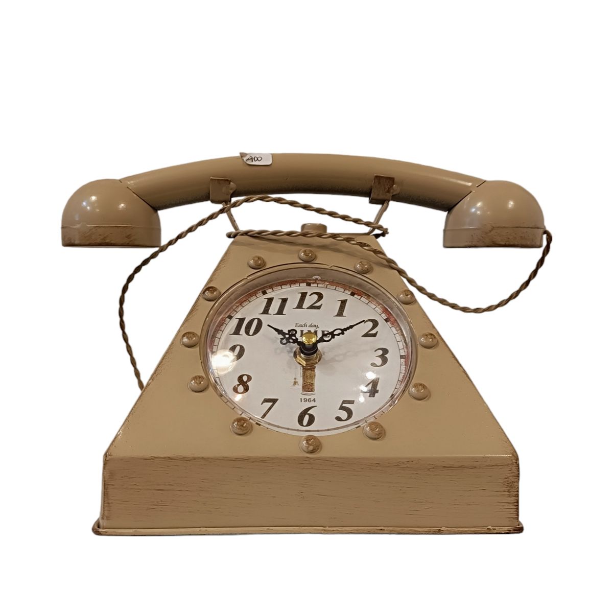 GENERICO - RELOJ TELEFONO RETRO VINTAGE METAL COLOR BEIGE