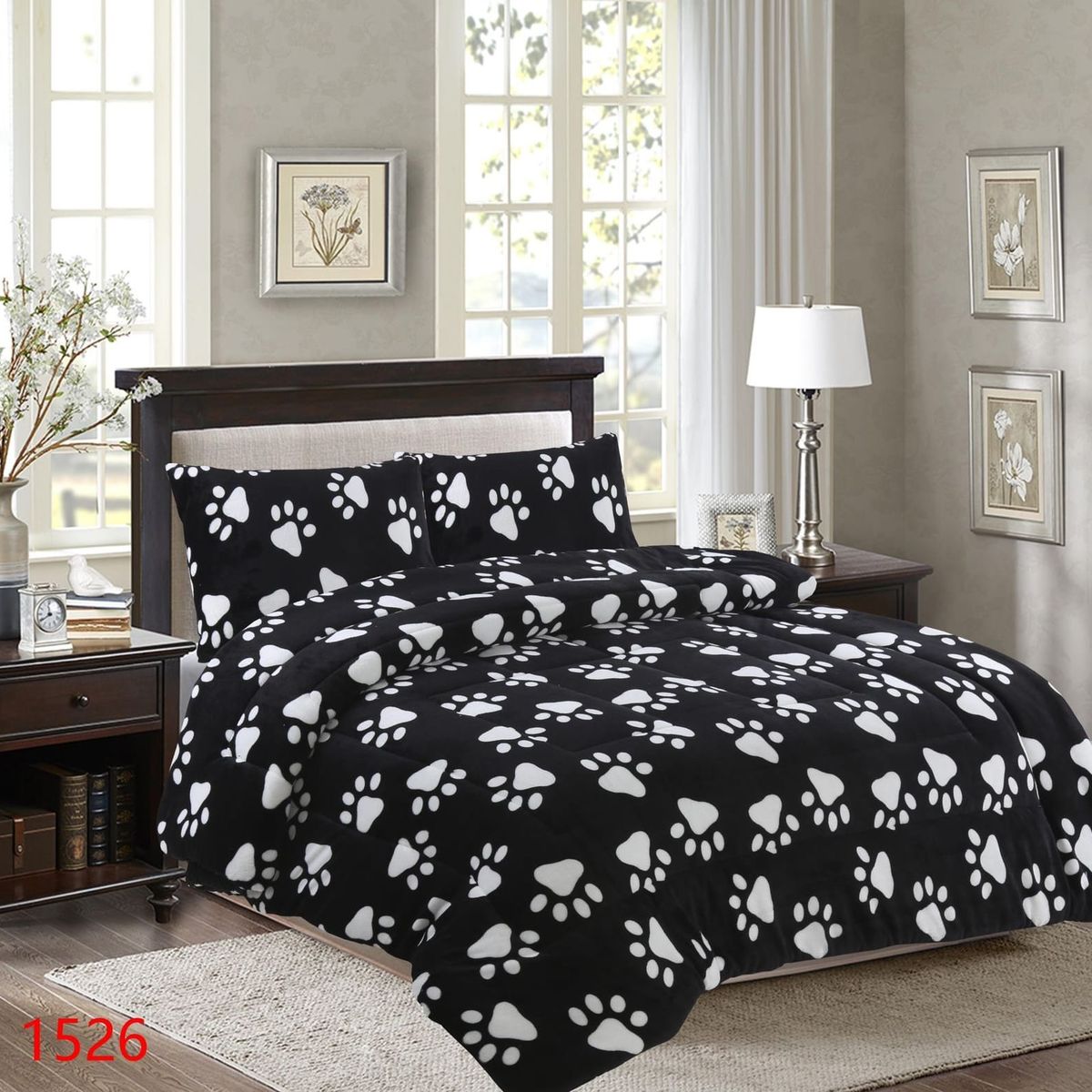 GENERICO - Cobertor Con Chiporro Invierno Diseño Huellas Perro Quita Frio 2 Plaza