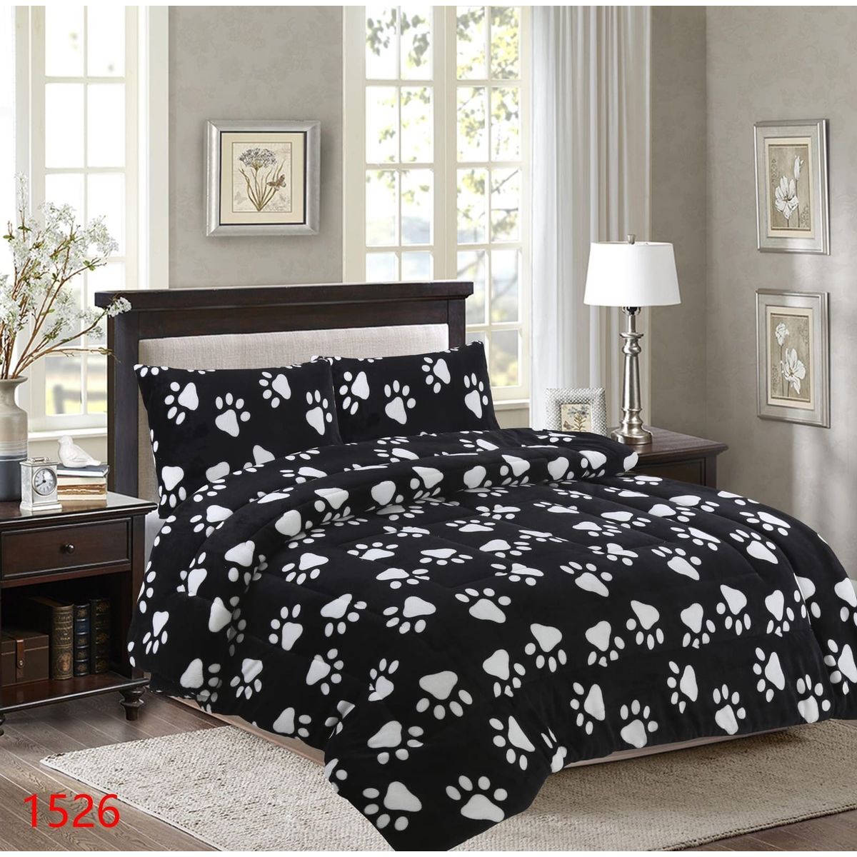 GENERICO - Cobertor Con Chiporro Invierno Diseño Huellas Perro Quita Frio 2 Plaza