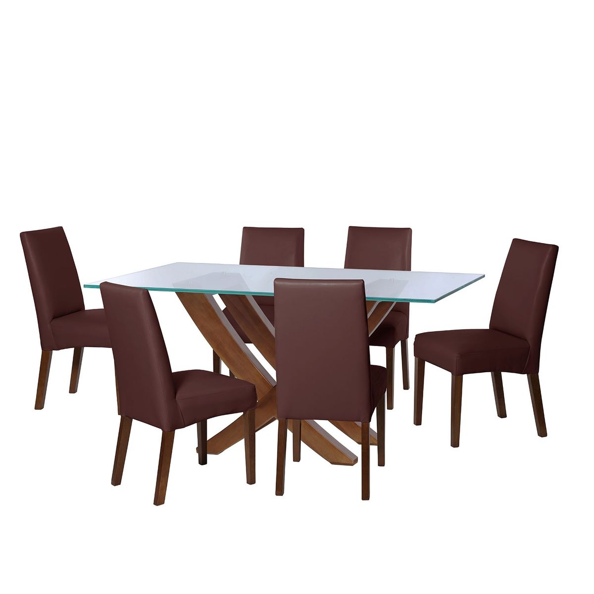 LATAM HOME - JUEGO DE COMEDOR ALICANTE 6 SILLAS CADIZ PU CHOCOLATE