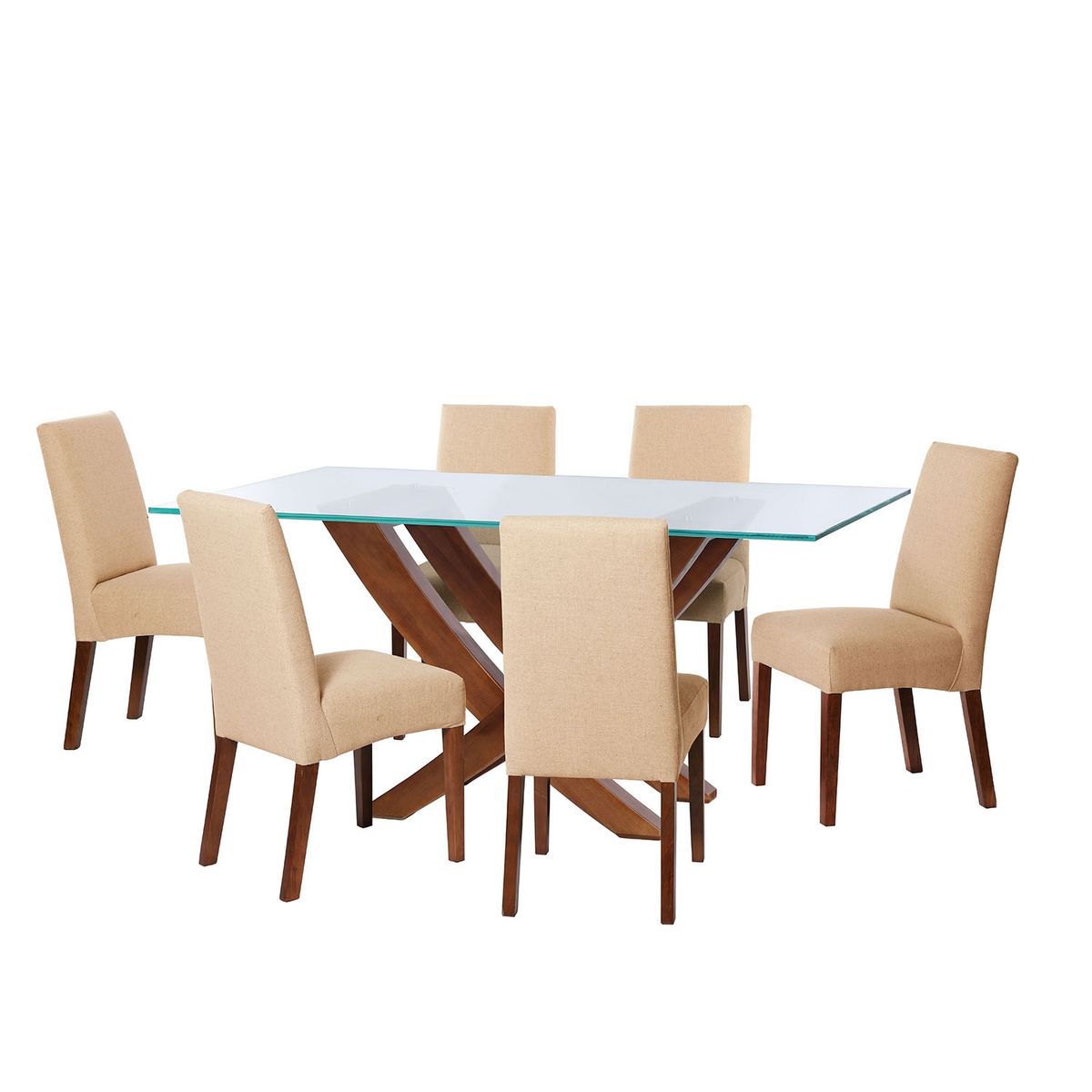 LATAM HOME - JUEGO DE COMEDOR ALICANTE 6 SILLAS CADIZ LINO NATURAL