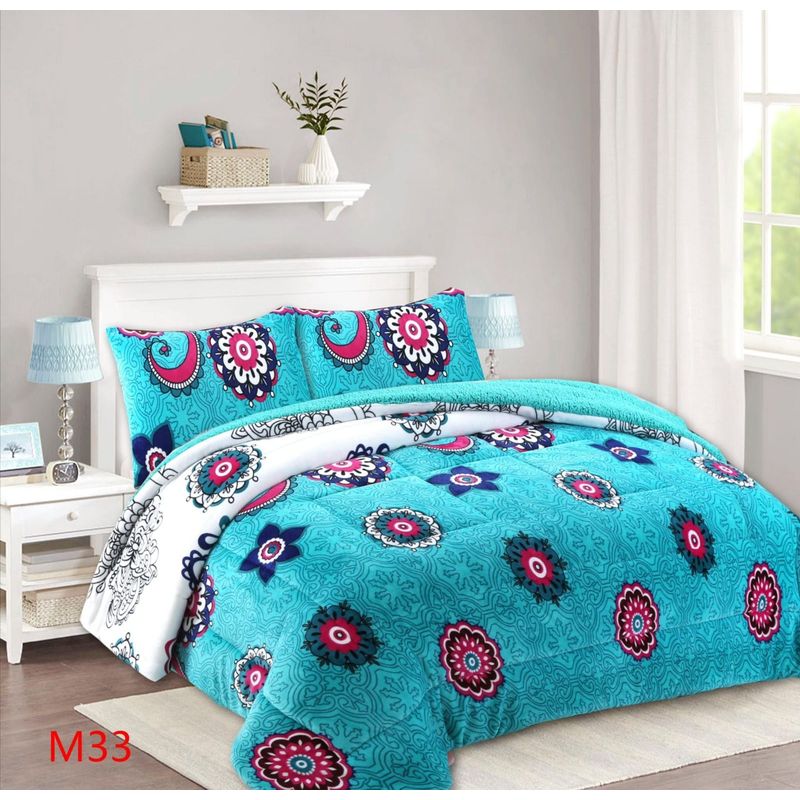 GENERICO - Cubrecama Con Chiporro y Plush Invierno Diseño MANDALA 2 Plaza