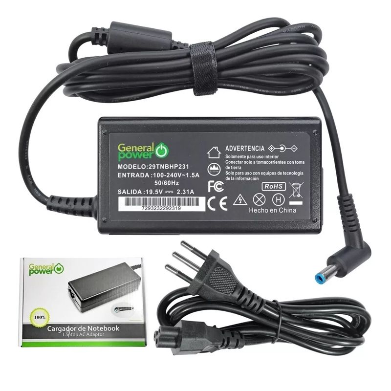 GENERAL POWER - Cargador Ultrabook Alternativo Compatible Hp 19.5V - 2.31A GENERAL POWER