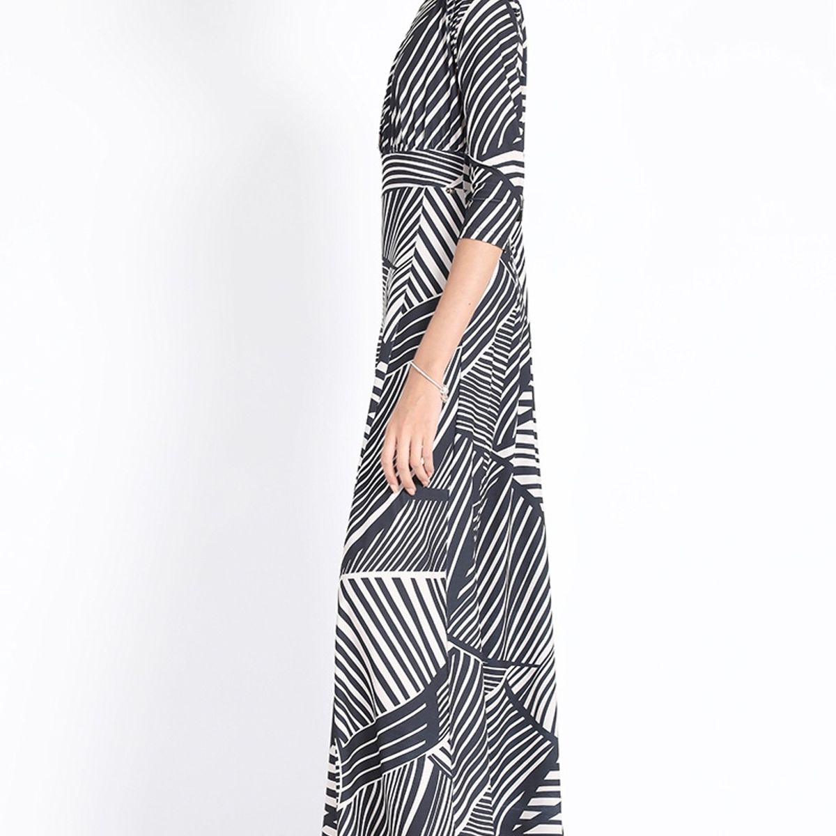 LIOLA - Vestido Maxi, Jersey Estampado, Negro Liola