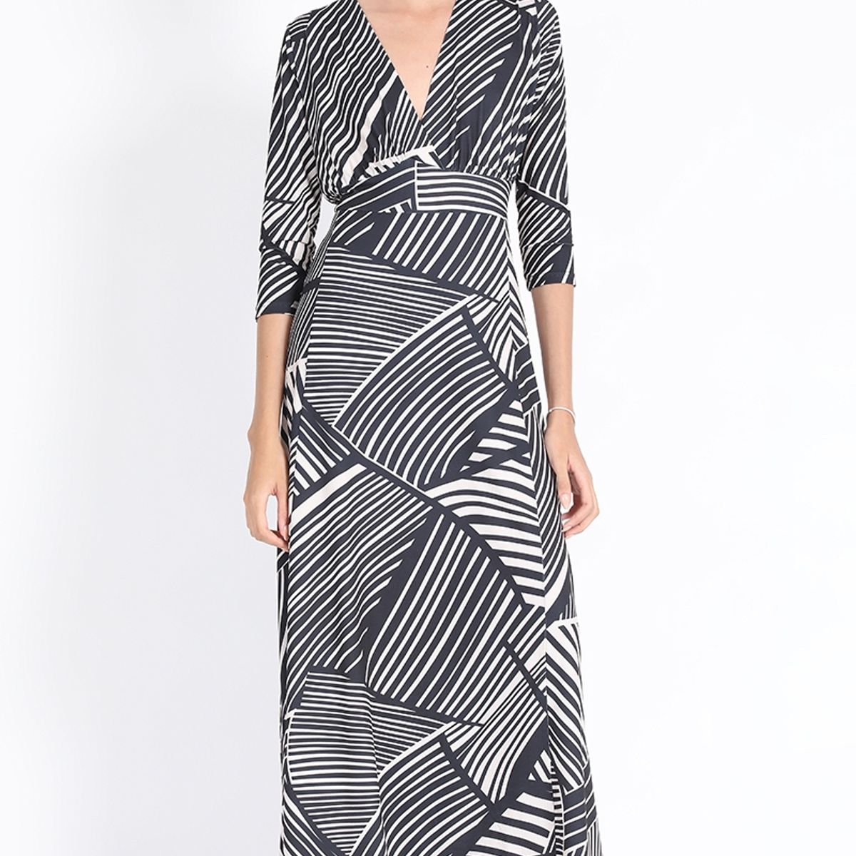 LIOLA - Vestido Maxi, Jersey Estampado, Negro Liola