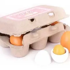 GENERICO - Caja De Huevos Madera 6 Unidades Juguete Didáctico