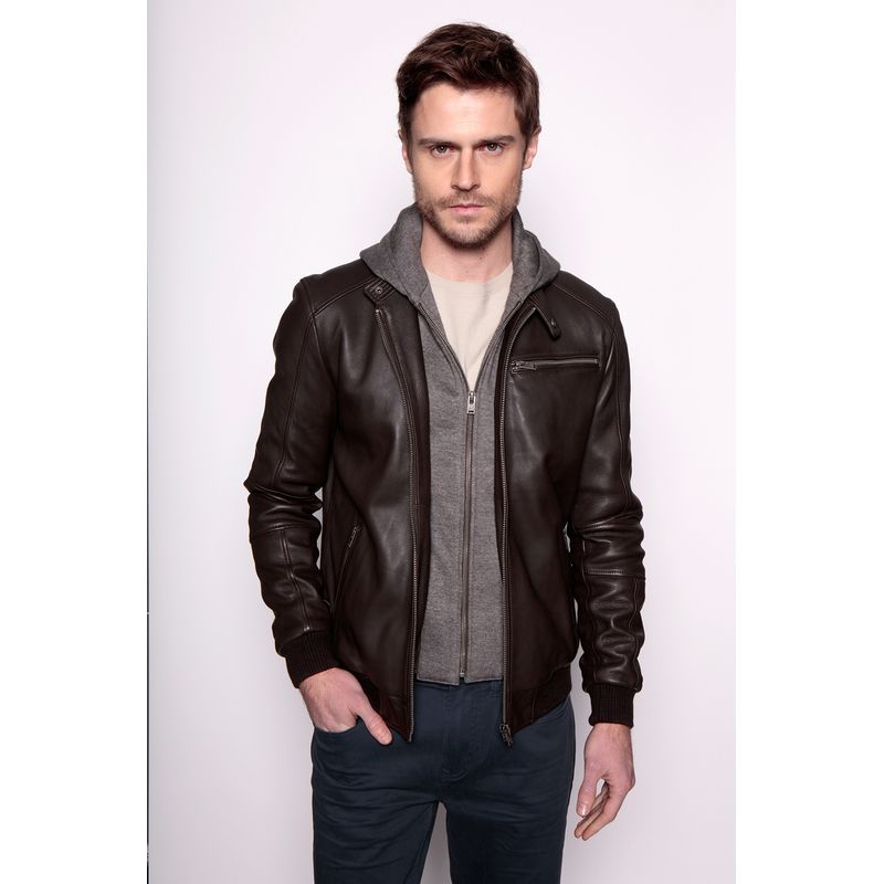 FEROUCH - Chaqueta Cuero Dakota Fj Café Ferouch