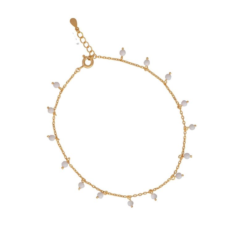 BOAZ JOYAS - Tobillera Ina white bañada en oro