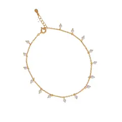 BOAZ JOYAS - Tobillera Ina white bañada en oro