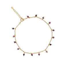 BOAZ JOYAS - Tobillera Ina pink bañada en oro