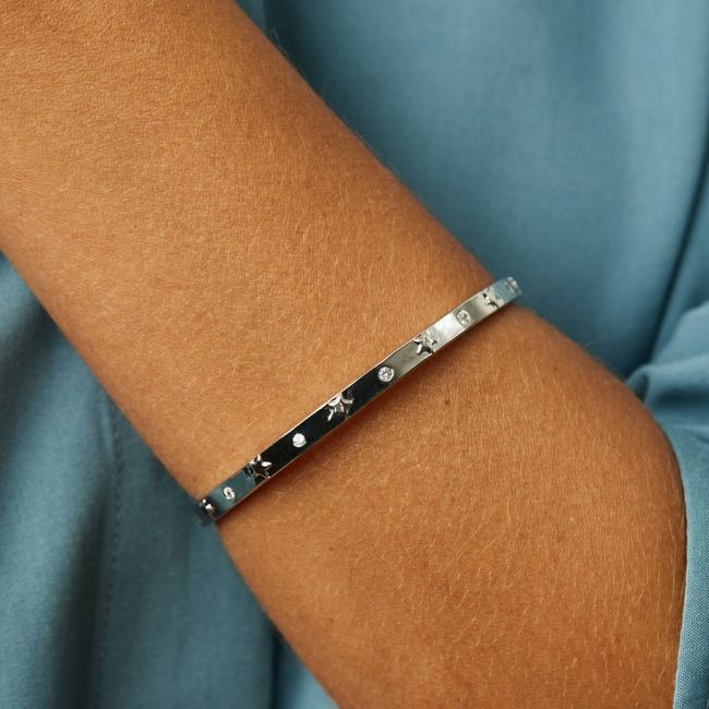 BOAZ JOYAS - Esclava Bruna bañada en oro blanco