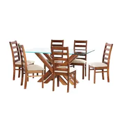 LATAM HOME - JUEGO DE COMEDOR MERIDA 6 SILLAS BURGOS LINO BLANCO