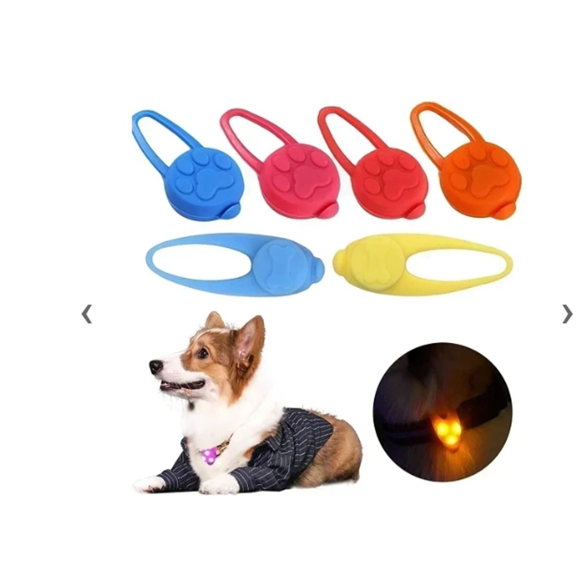 GENERICO - Collar Colgante Luz Led Patitas Perros Y Gatos Surtidos