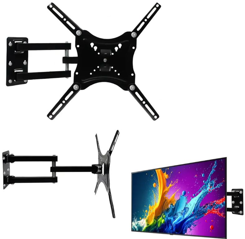 GENERICO Soporte TV Pared 14 A 55 Pulgadas Articulado Inclinable Giratorio Metal Reforzado Compatible VESA
