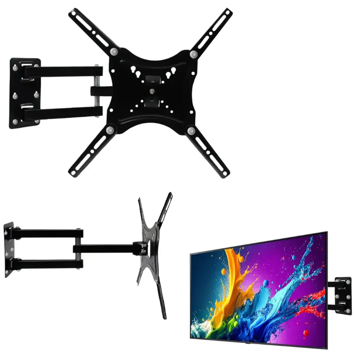 GENERICO - Soporte TV Pared 14 A 55 Pulgadas Articulado Inclinable Giratorio Metal Reforzado Compatible VESA