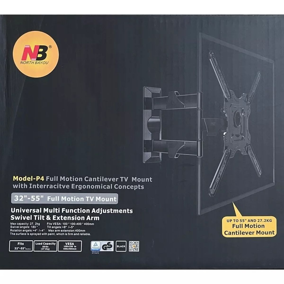 GENERICO - Soporte North Bayou NB-P4 de pared para TVMonitor de 32 a 55 negro